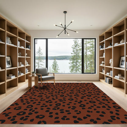 Rich Brown Black Animal Spots Rug