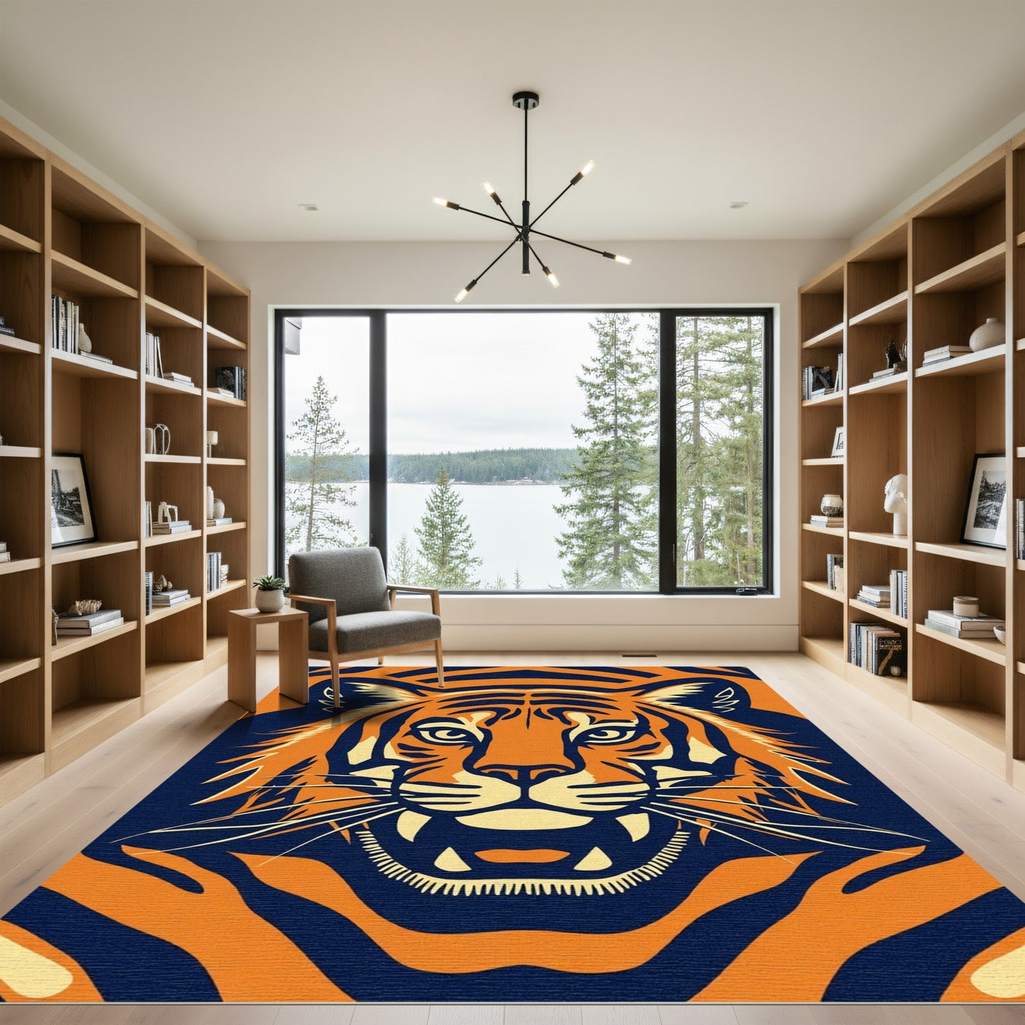 Bold Orange Tiger Face Rug