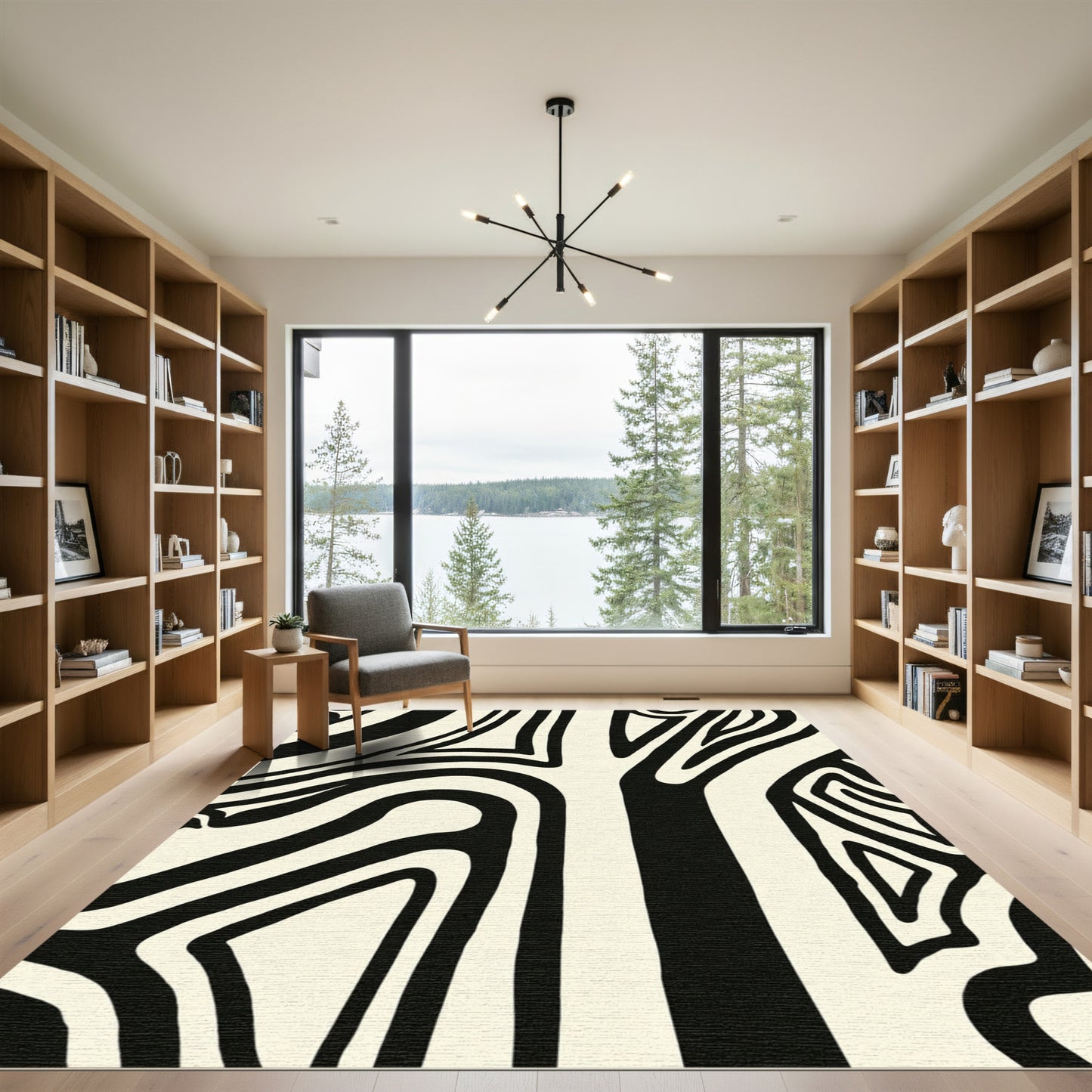 Monochrome Organic Stripe Flow Rug