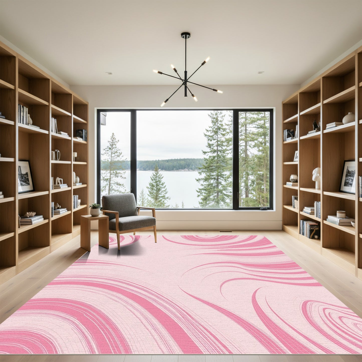 Soft Pink Swirl Organic Flow Rug