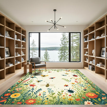 Whimsical Meadow Insects In Bloom Rug