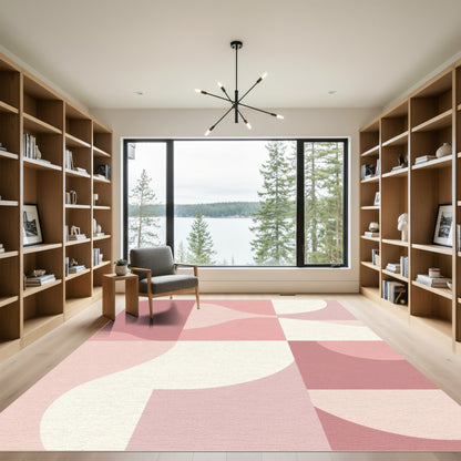 Blush Pink Abstract Geometric Shapes Rug
