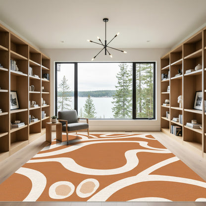 Earthy Abstract Organic Swirl Rug