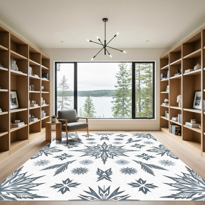 Slate Gray Intricate Starbursts Collage Rug