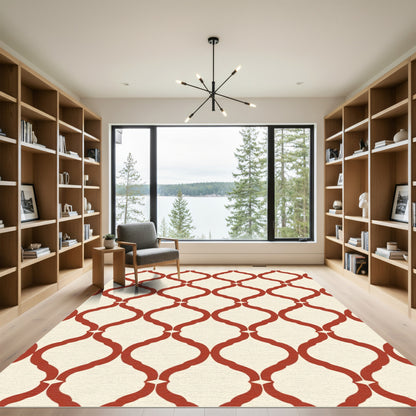 Crimson Quatrefoil Lattice Rug