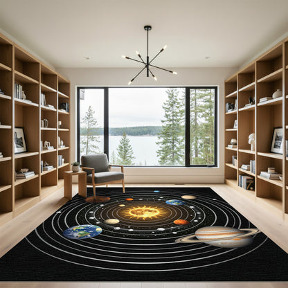 Cosmic Solar System Orbits Swirls Rug
