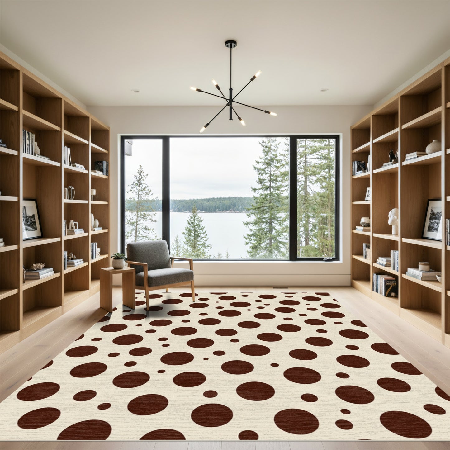 Creamy Brown Polka Dot Scatter Rug