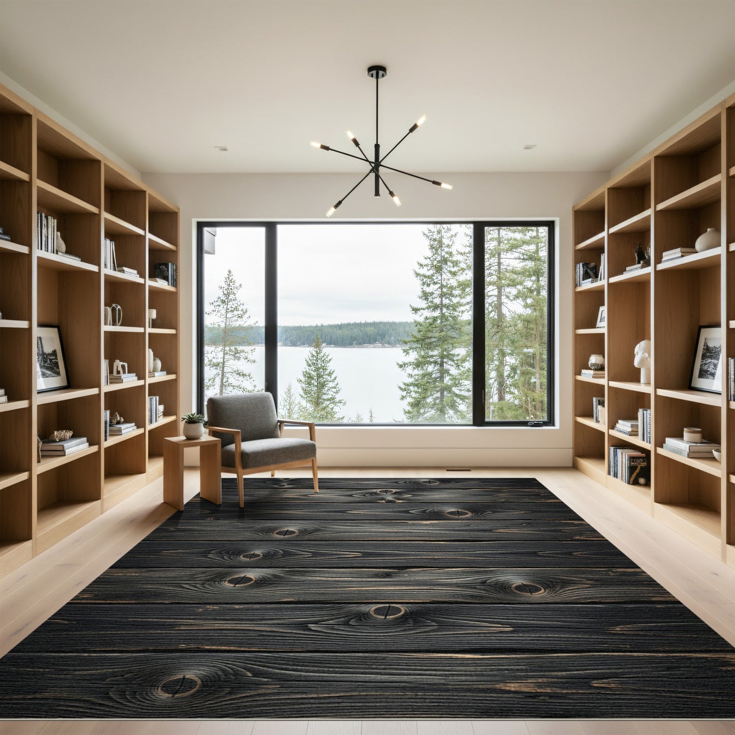 Distressed Dark Wood Grain Texture Rug