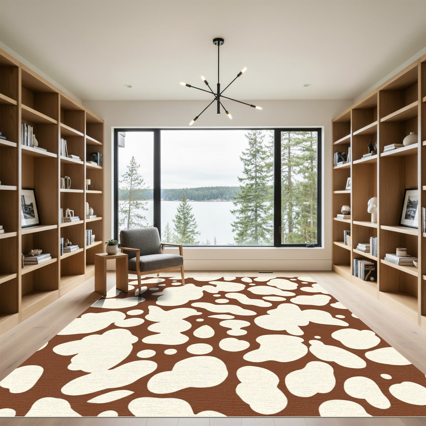 Brown Cream Organic Patchwork Layout Rug
