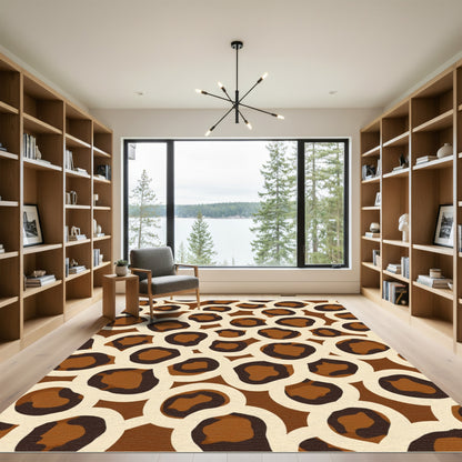 Brown Cream Leopard Circlets Rug