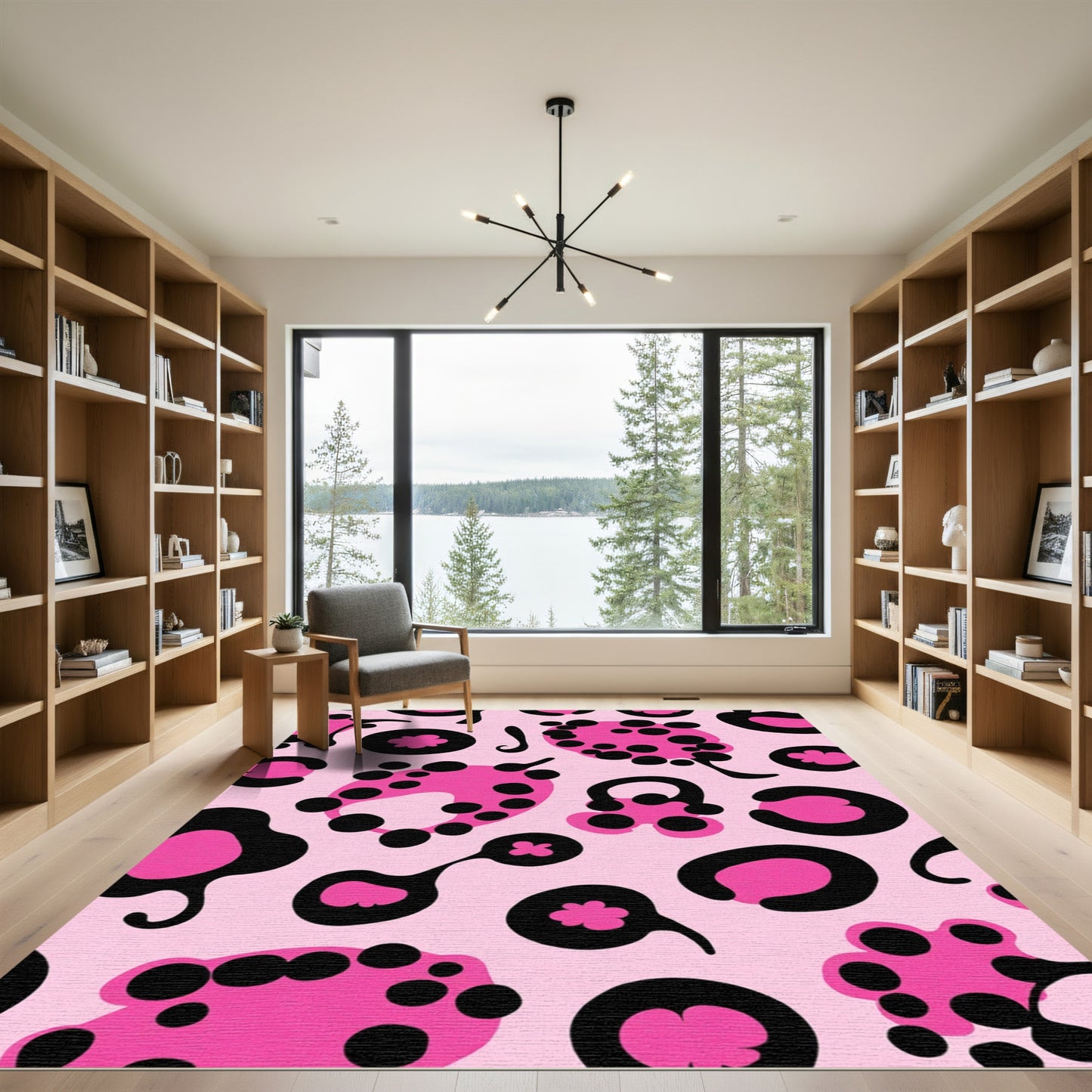 Playful Pink Black Blob Abstract Rug