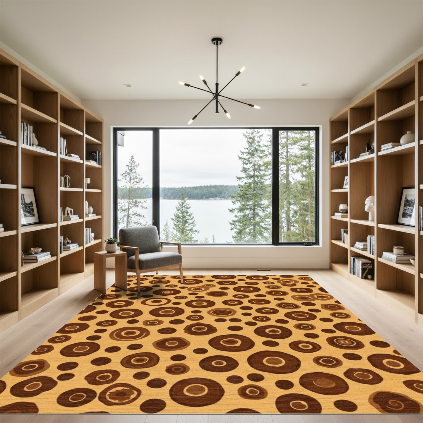 Brown Circles Scattered Organic Composition Rug