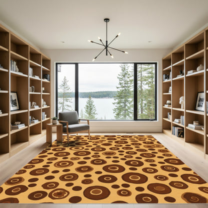 Brown Circles Scattered Organic Composition Rug