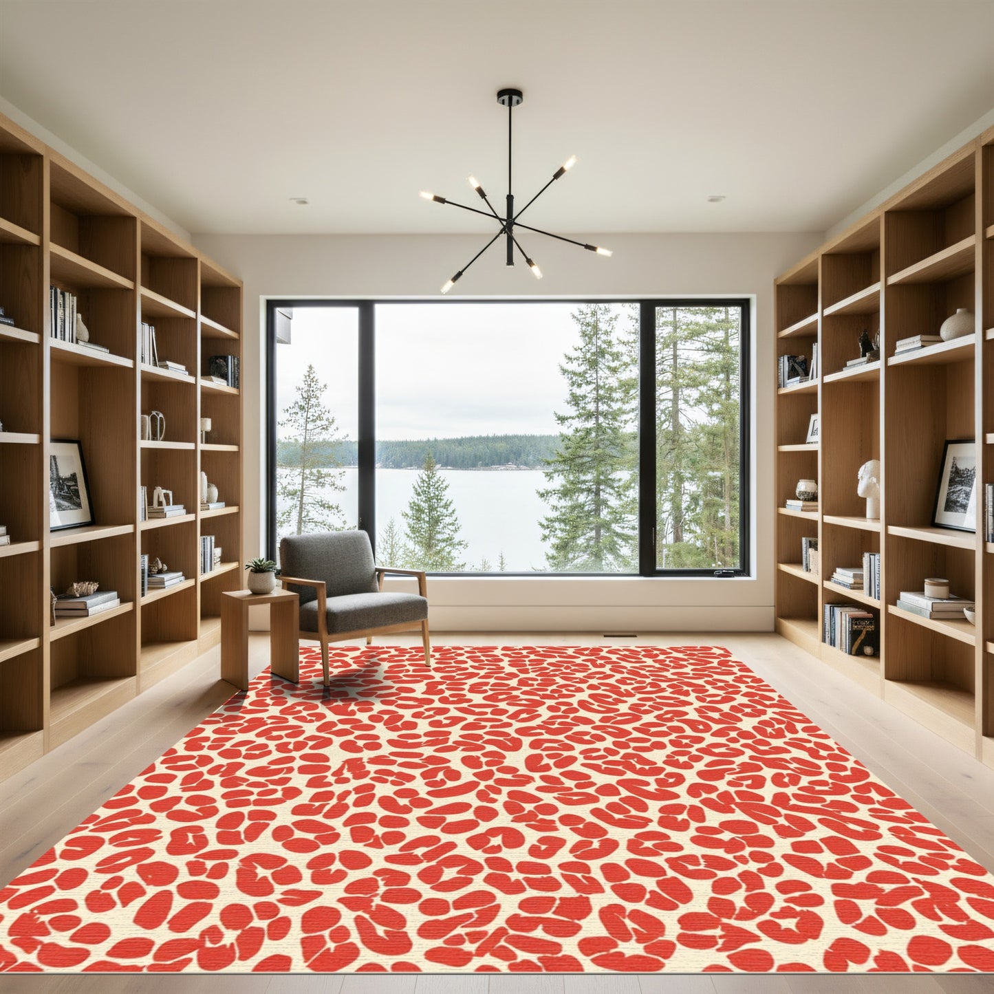Bold Red Spots Animalistic Pattern Rug
