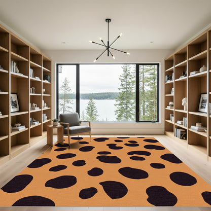 Orange Black Spotted Animal Hide Rug