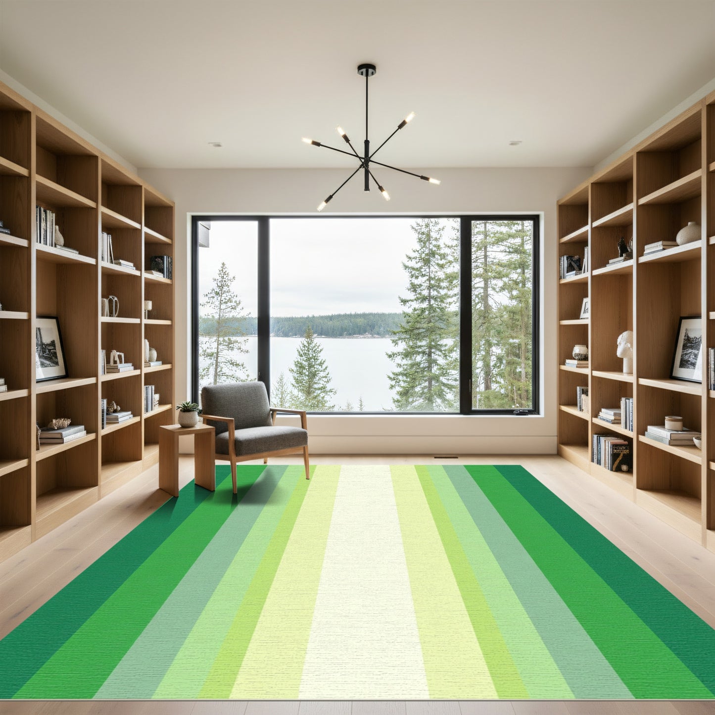 Vibrant Green Gradient Stripe Rug