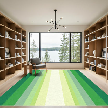 Vibrant Green Gradient Stripe Rug