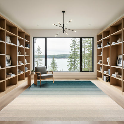 Teal Striped Ombre Gradient Rug