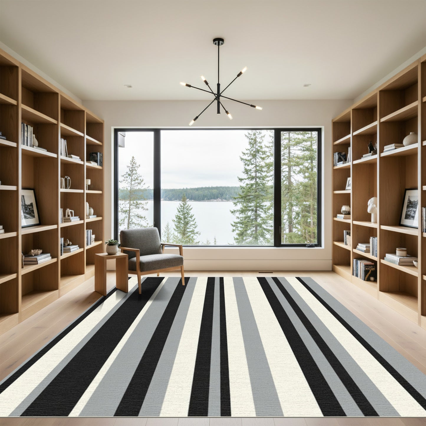 Monochromatic Vertical Stripe Composition Rug
