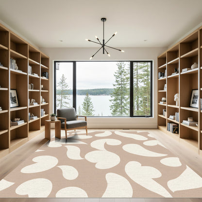 Organic Form Beige Cream Abstract Swirls Rug
