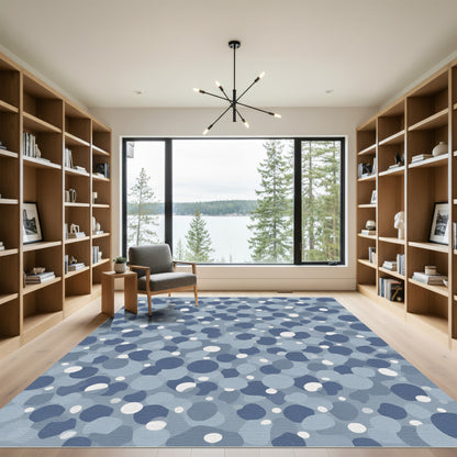 Ocean Blue Speckled Pebble Collage Rug