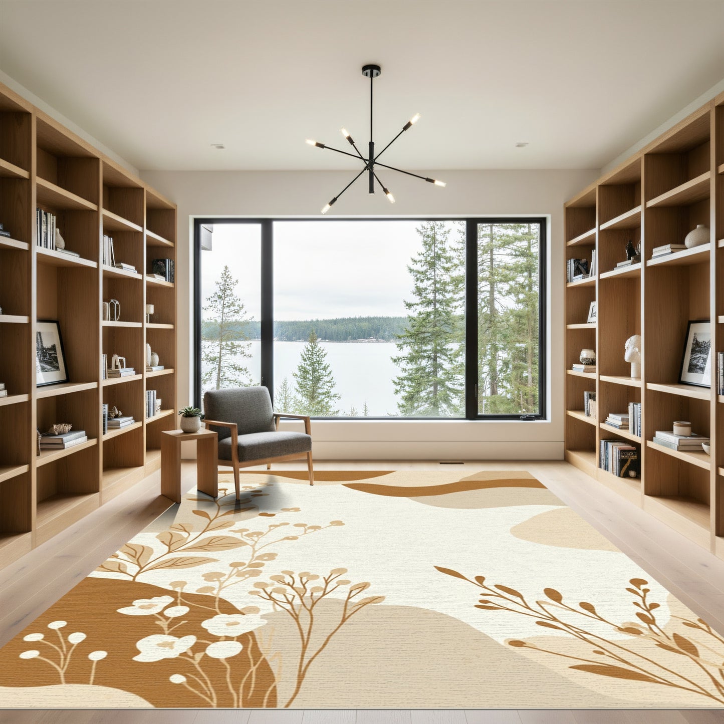 Warm Earthy Botanical Organic Shapes Rug