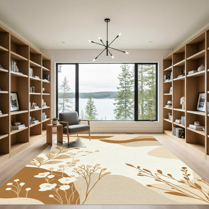 Warm Earthy Botanical Organic Shapes Rug
