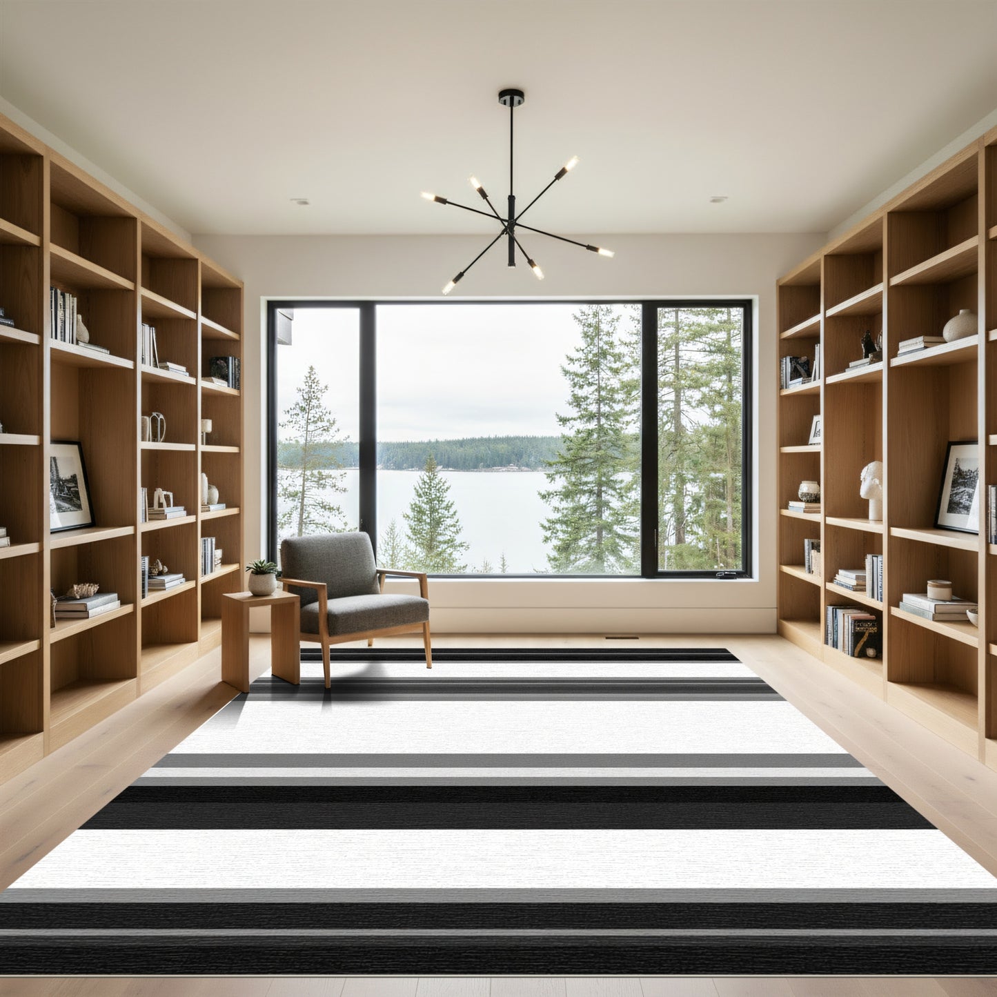 Monochromatic Striped Horizontal Lines Rug