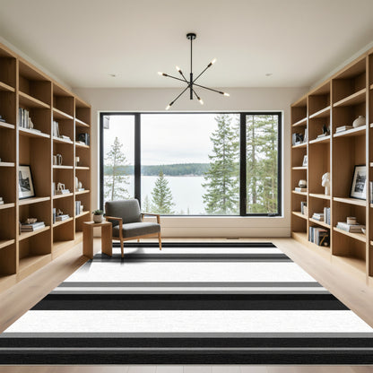 Monochromatic Striped Horizontal Lines Rug