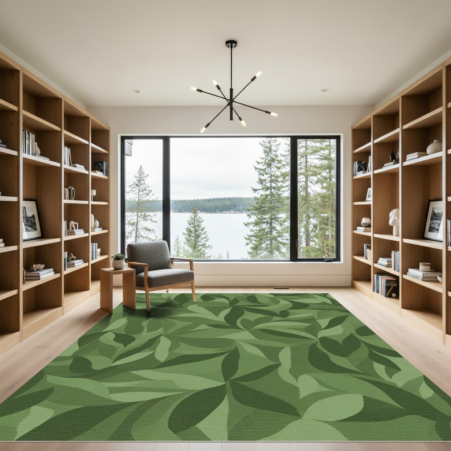 Shaded Forest Leaf Swirl Rug