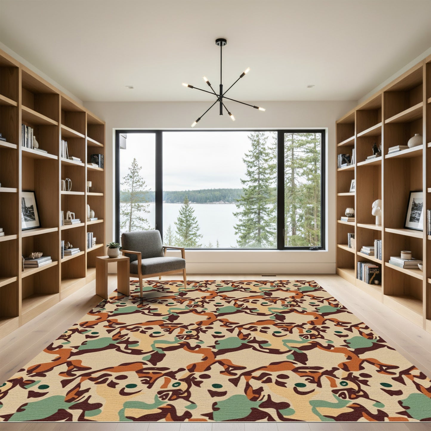 Camouflage Earth Tones Abstract Shapes Rug