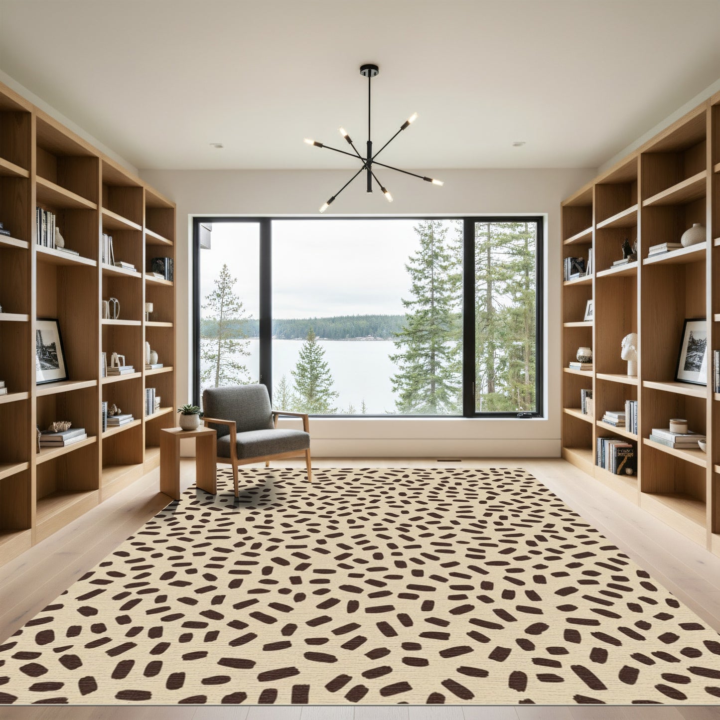 Tan Brown Abstract Dash Rug