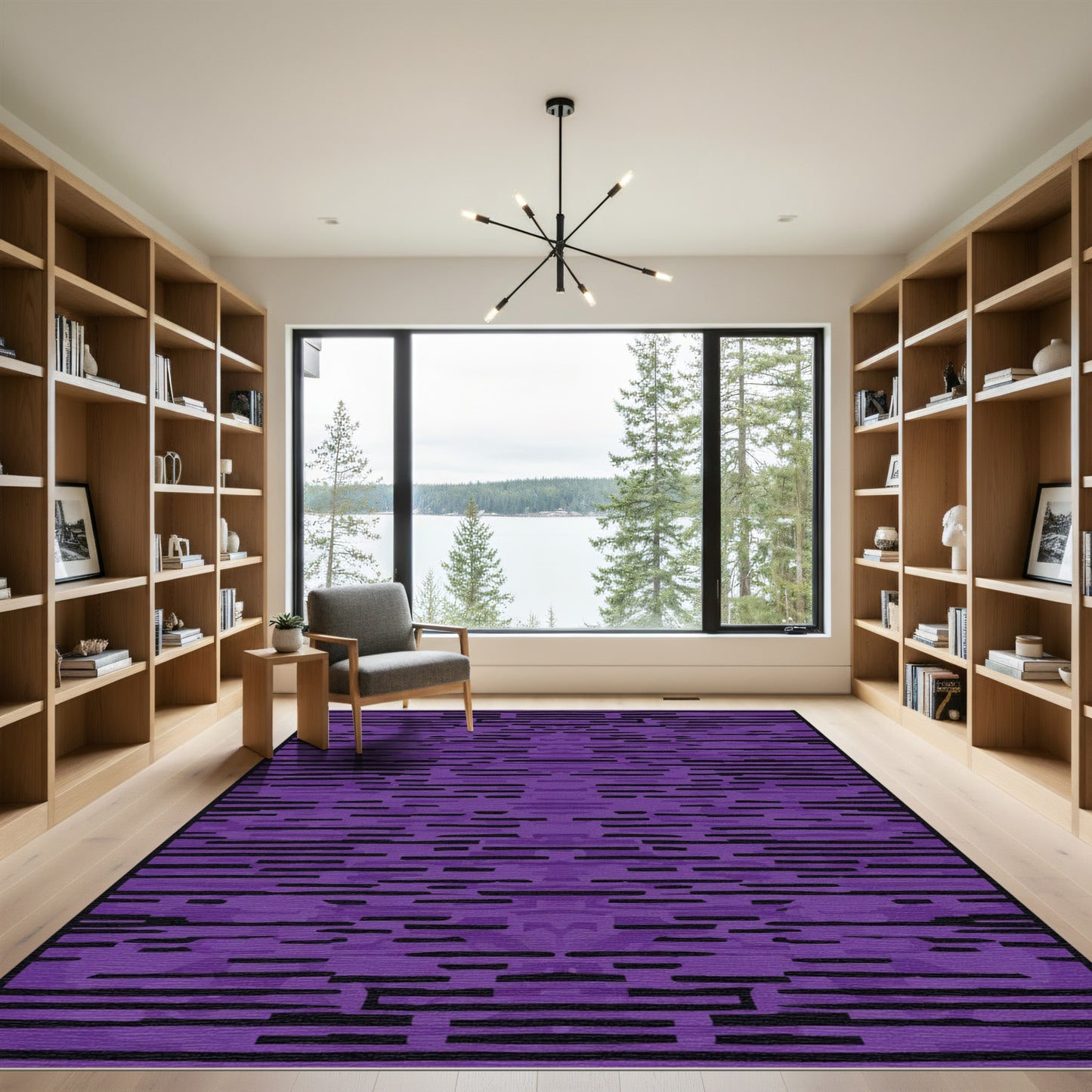 Dark Amethyst Horizontal Stripe Texture Rug