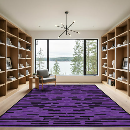 Dark Amethyst Horizontal Stripe Texture Rug