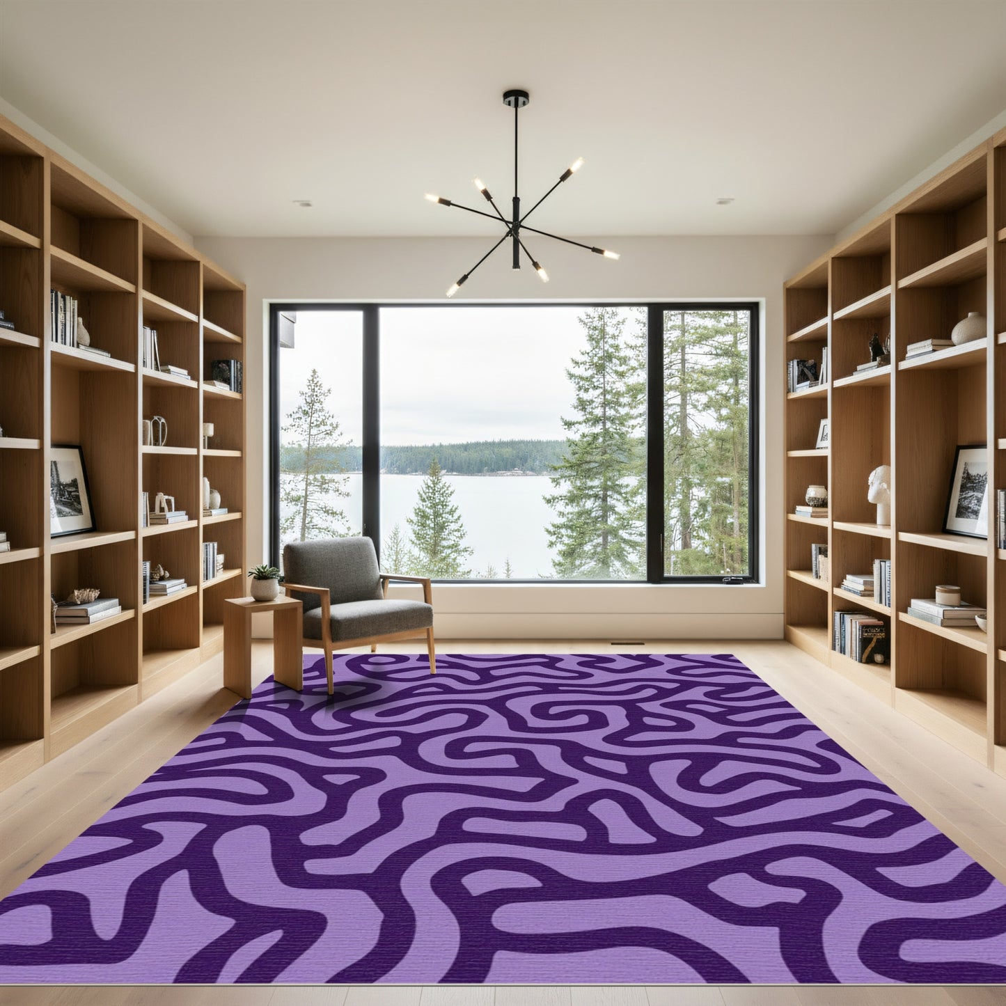 Deep Violet Organic Maze Overlay Rug