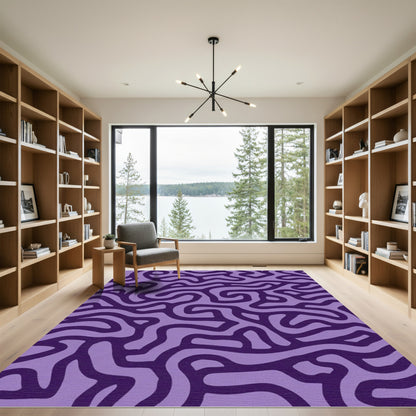 Deep Violet Organic Maze Overlay Rug