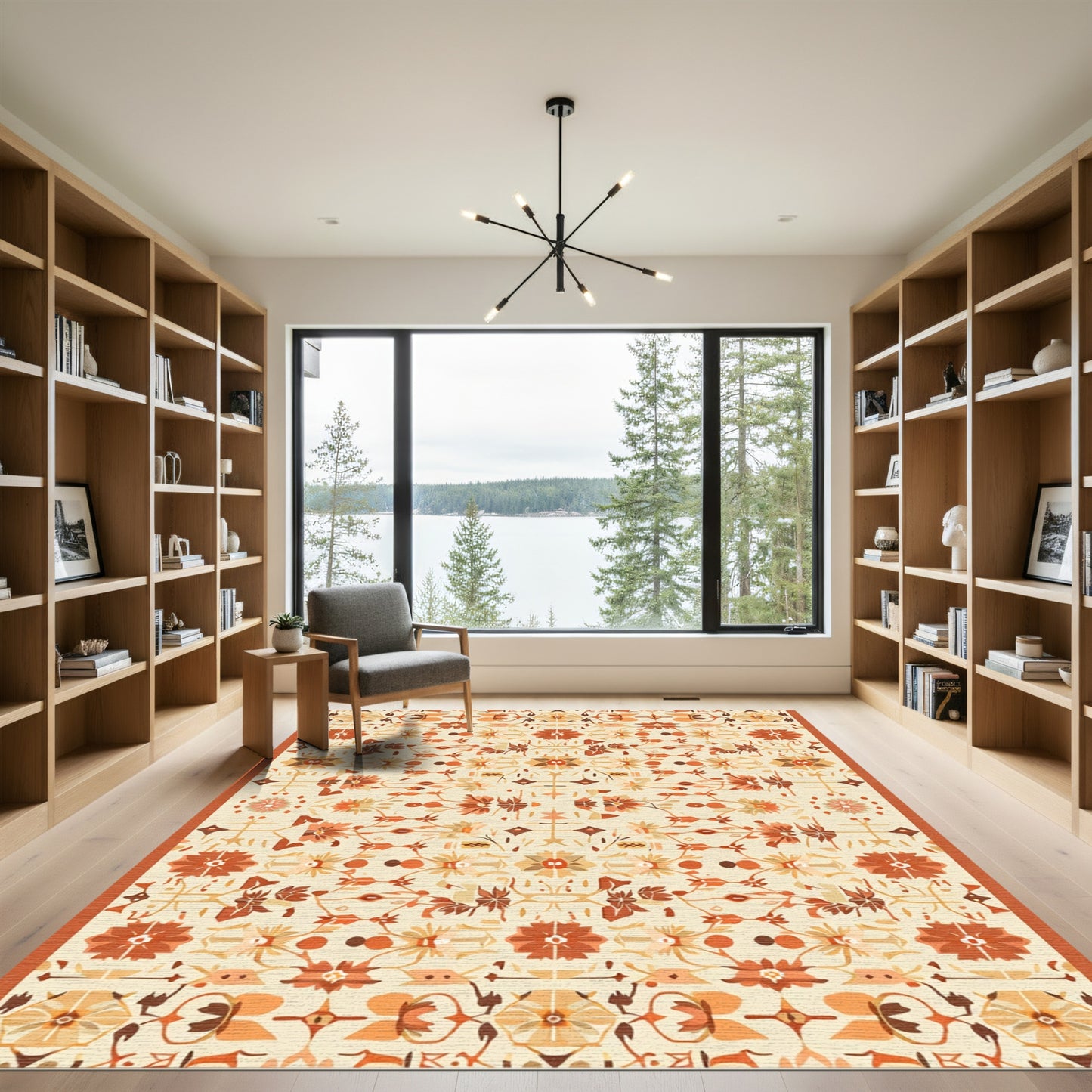Rustic Earth Tones Floral Medallion Rug