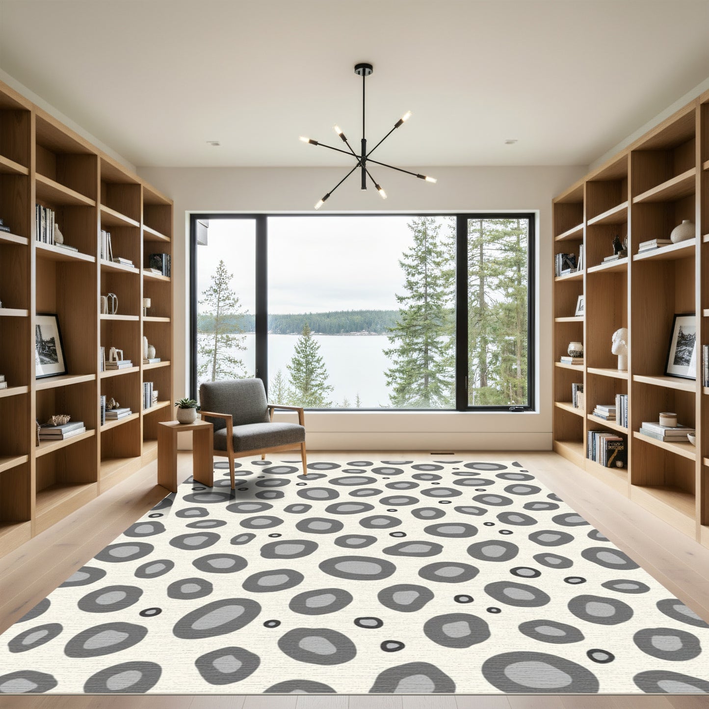 Modern Gray Pebble Scatter Rug