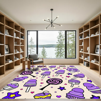 Purple Lollipop And Cupcake Stars Rug