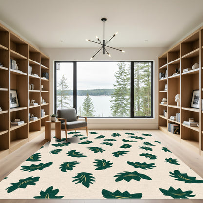 Deep Forest Green Leaf Scatter Rug
