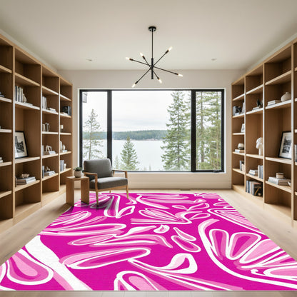 Pink Abstract Petal Swirls Rug
