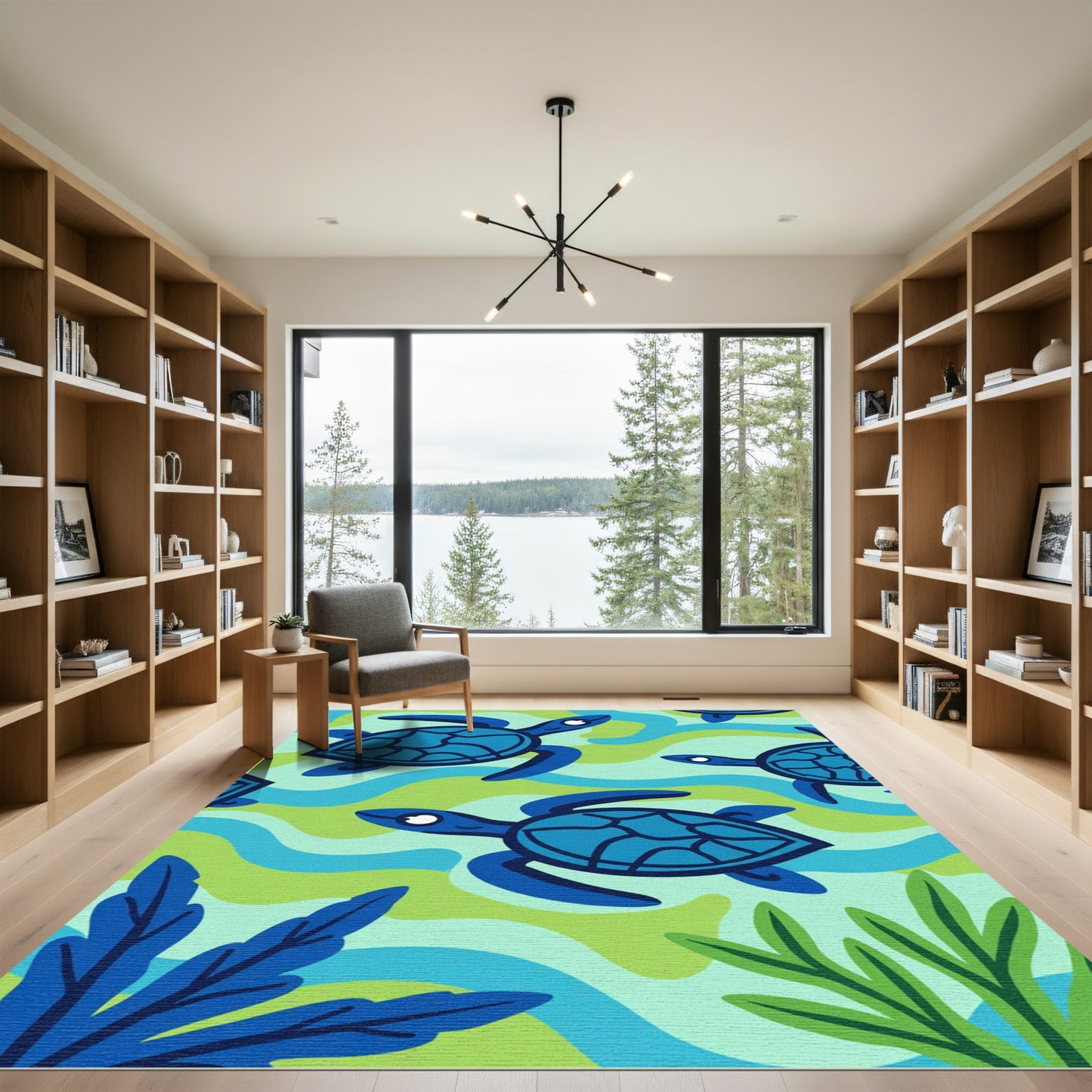 Blue Turtle Wave Garden Rug