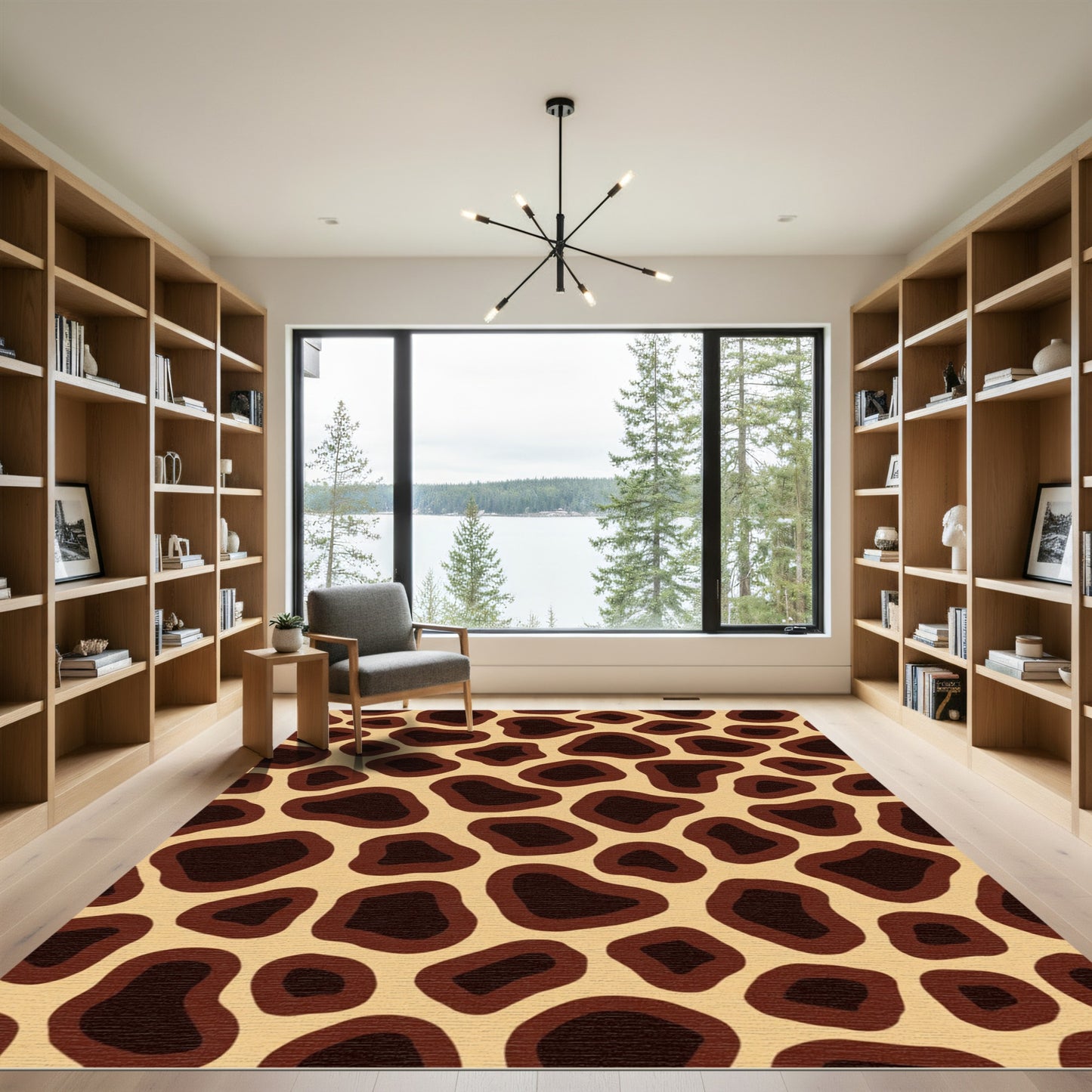 Brown Tan Abstract Animal Spots Rug