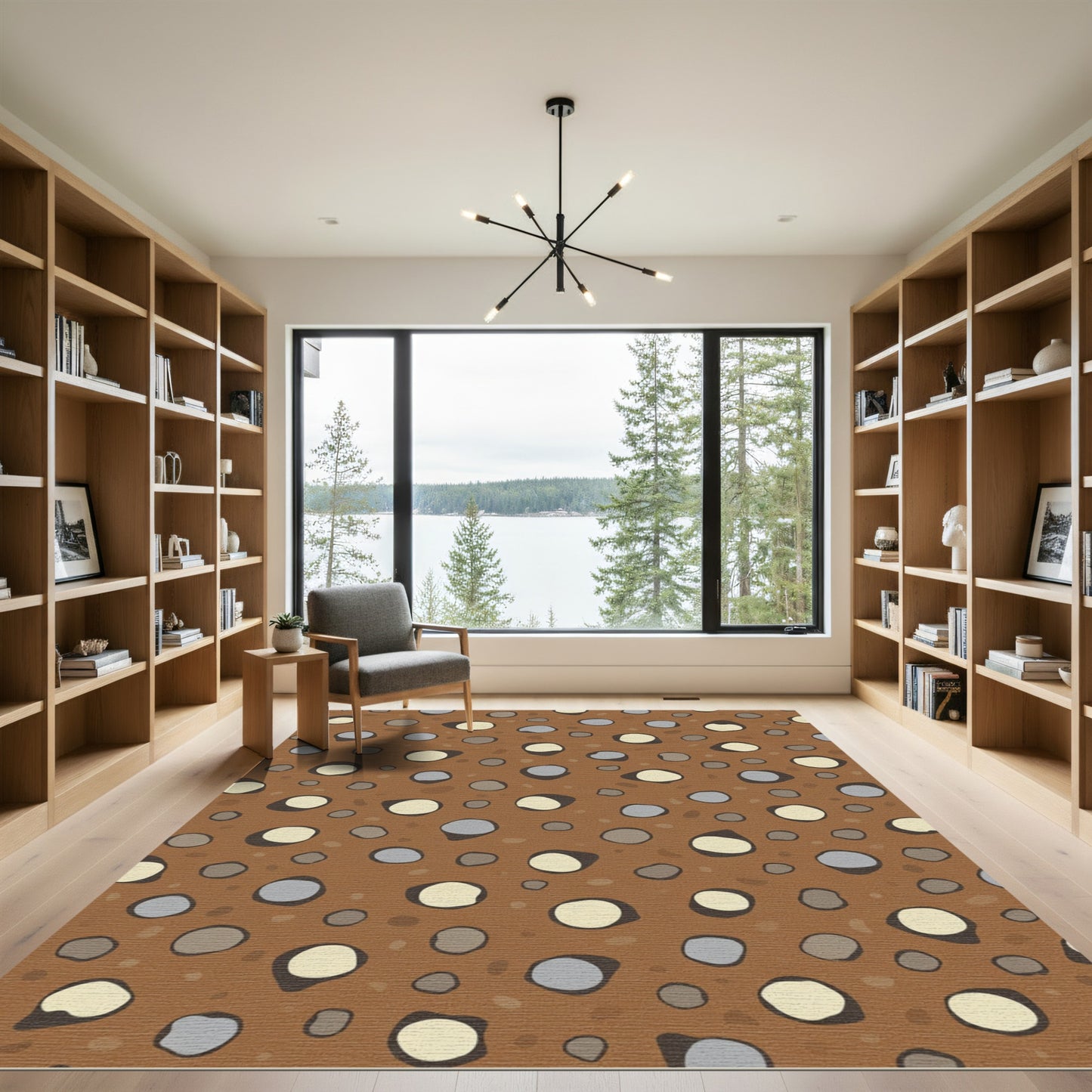 Brown Earthy Stone Cluster Round Rug