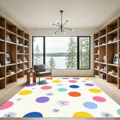 Vibrant Polka Dot Starburst Scatter Rug