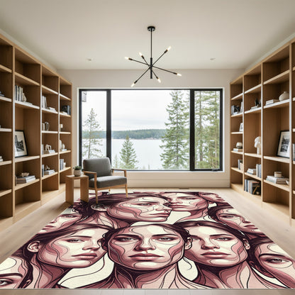 Enigmatic Portrait Line Art Rug