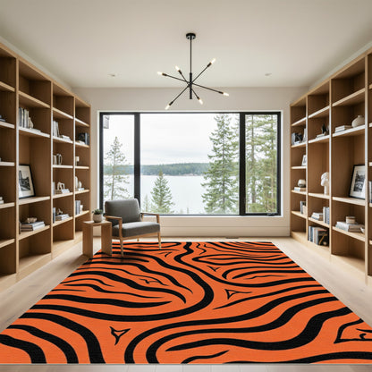 Bold Orange Black Animal Stripes Rug