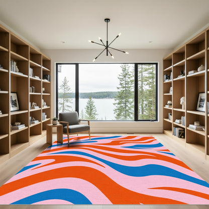 Bold Orange Blue Swirls Rug