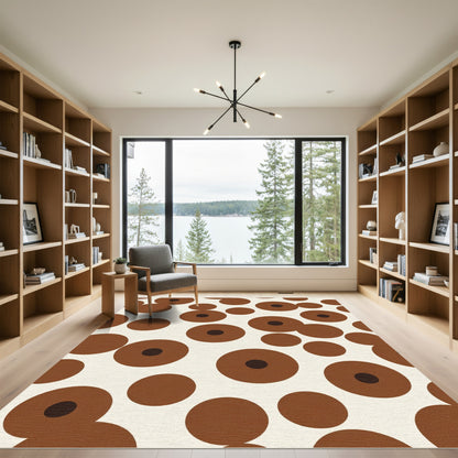 Brown Circles Scatter Contemporary Art Rug