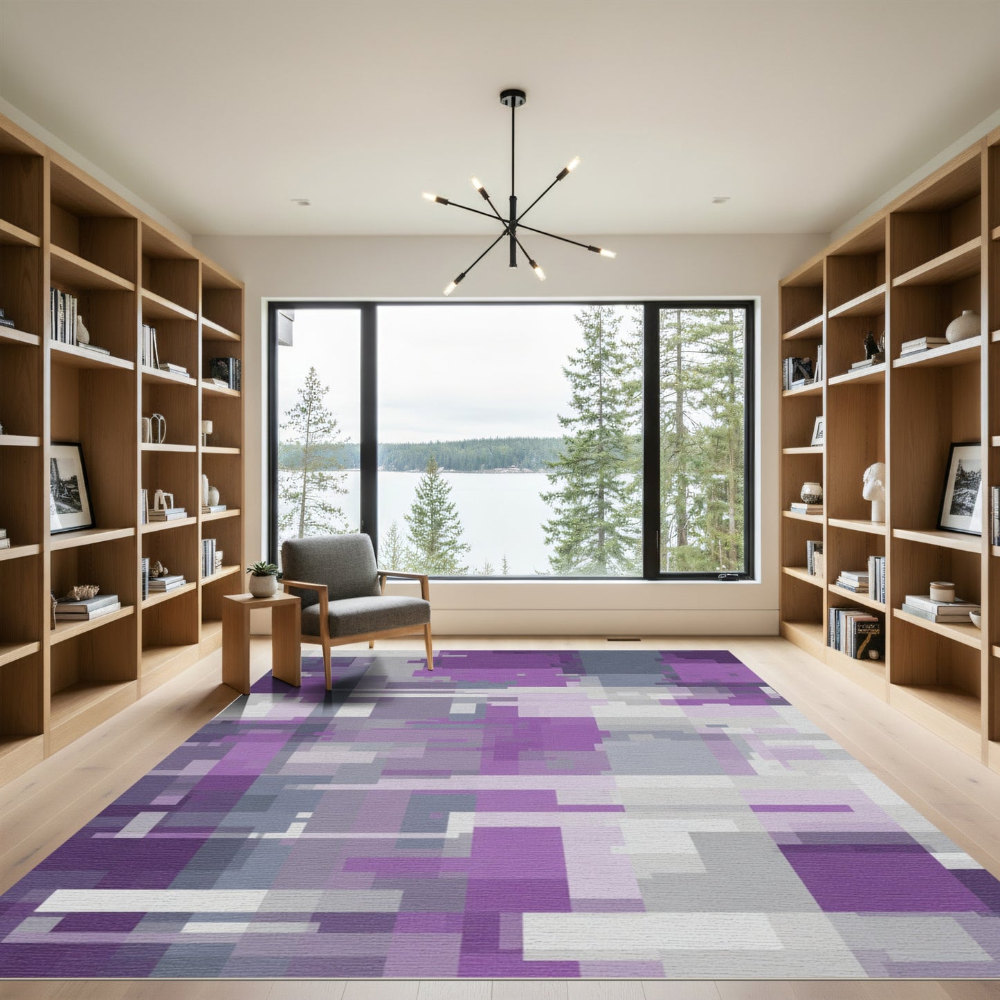 Amethyst Slate Abstract Geometric Overlay Rug